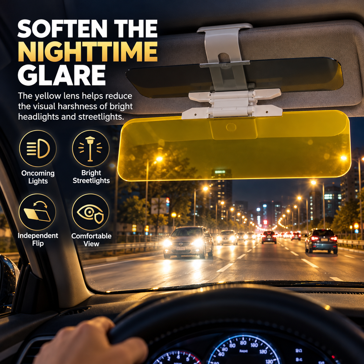 ☀️ 2-in-1 Day & Night Anti-Glare Car Visor Extender