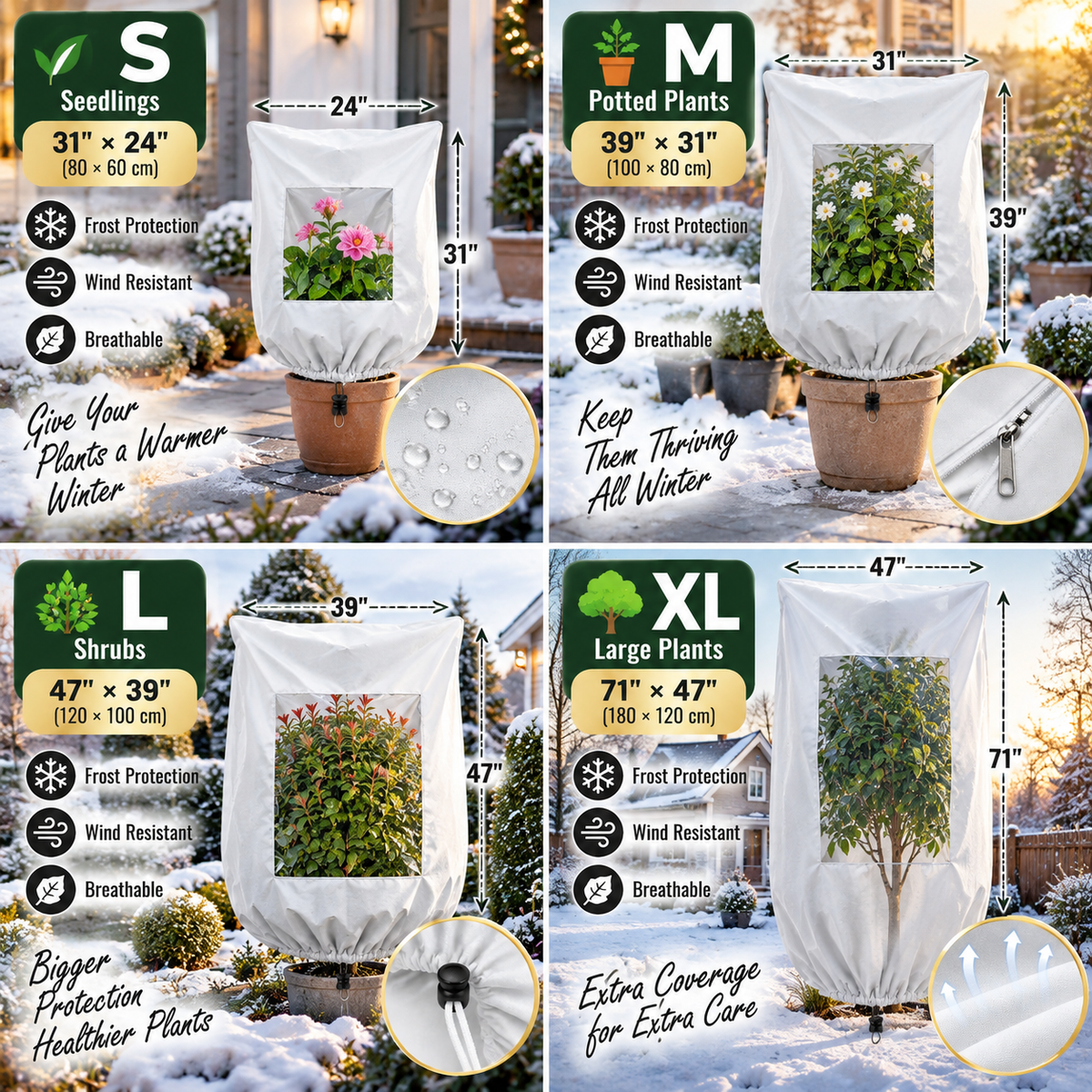 ๐ฟ WINTER GARDEN ESSENTIAL | Plant Frost Protection Cover โ Breathable Reusable Cover for Shrubs, Pots & Young Trees
