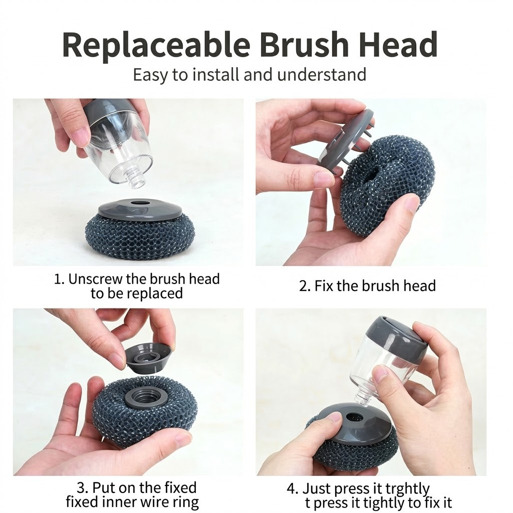 🧼Plastic Auto-Dispense Dish Brush- Multifunctional Pot Scrubber