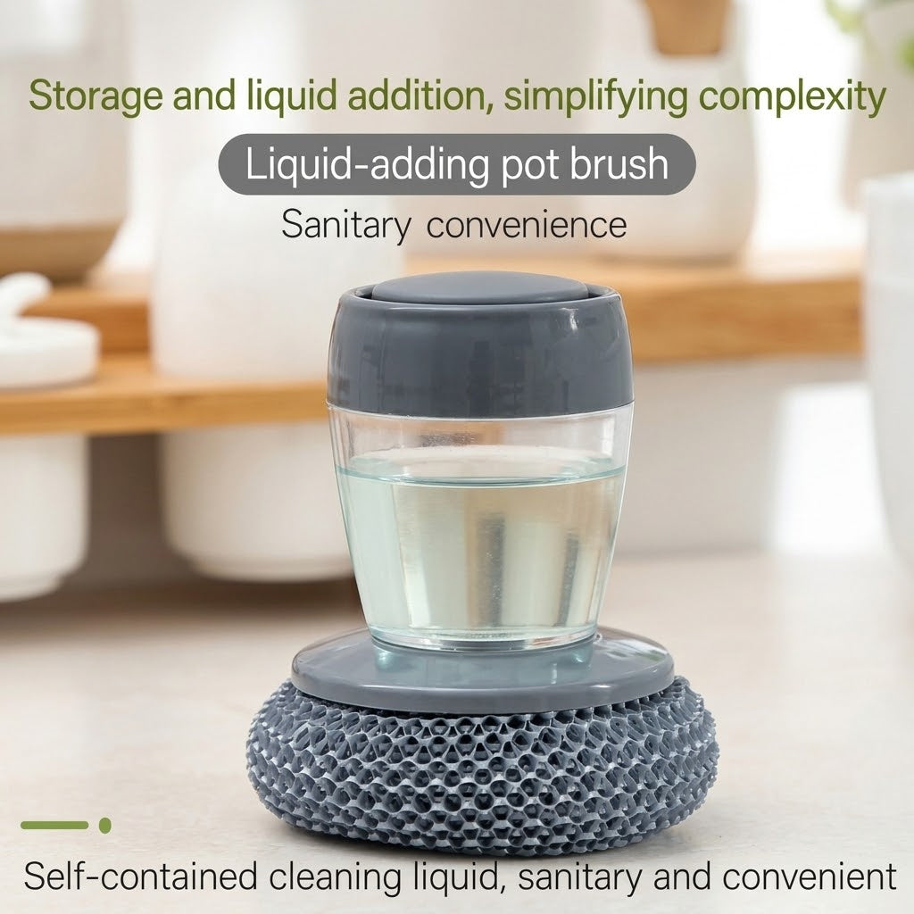 🧼Plastic Auto-Dispense Dish Brush- Multifunctional Pot Scrubber