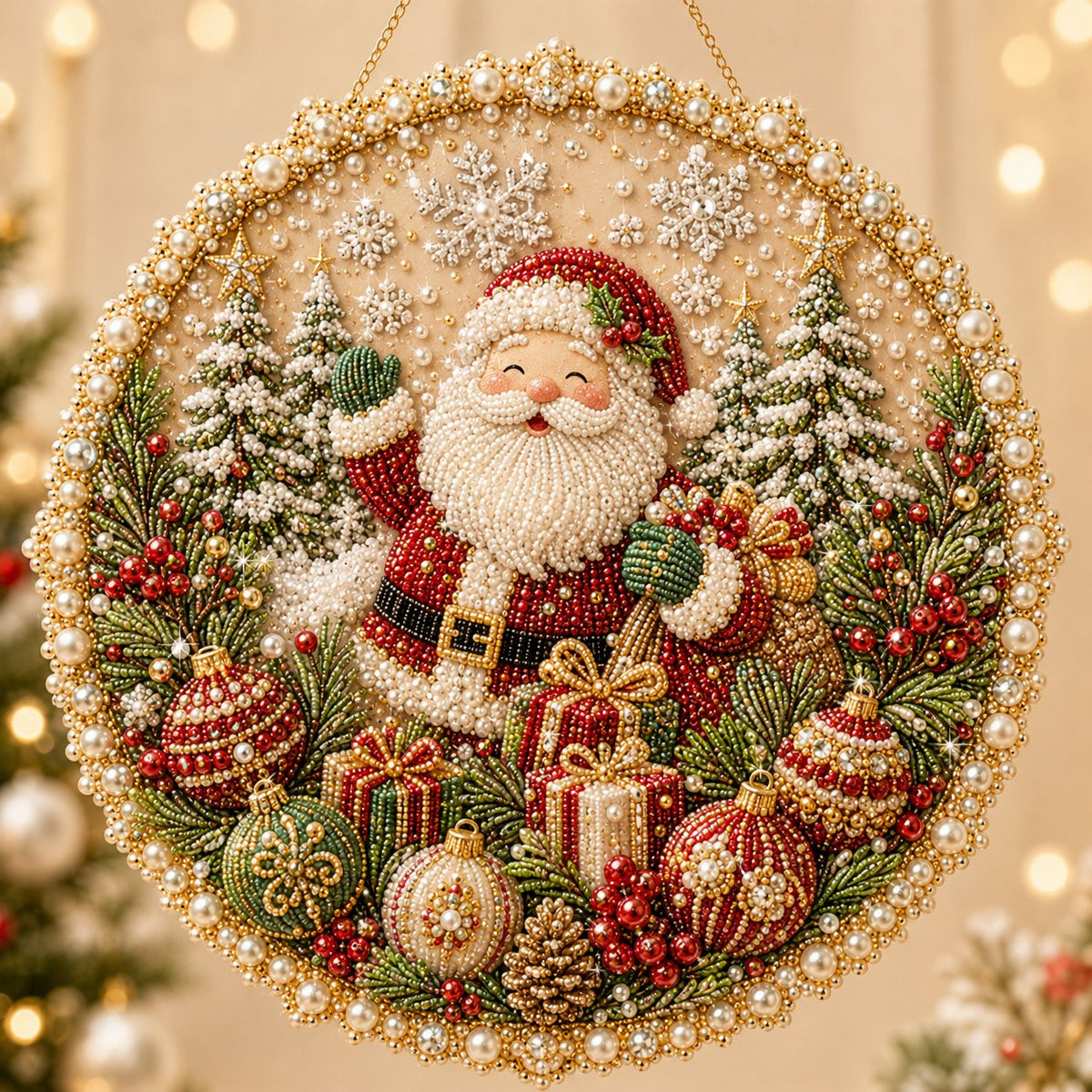 🔥Last Day 50% OFF - 🌸🌻🍂🎄 Four Seasons & Holiday Pearl Art Hanging Wreath Kit ✨