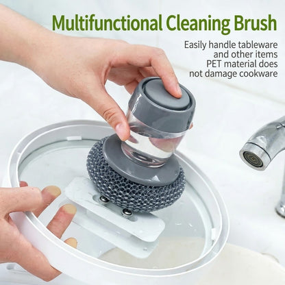 🧼Plastic Auto-Dispense Dish Brush- Multifunctional Pot Scrubber