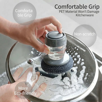 🧼Plastic Auto-Dispense Dish Brush- Multifunctional Pot Scrubber
