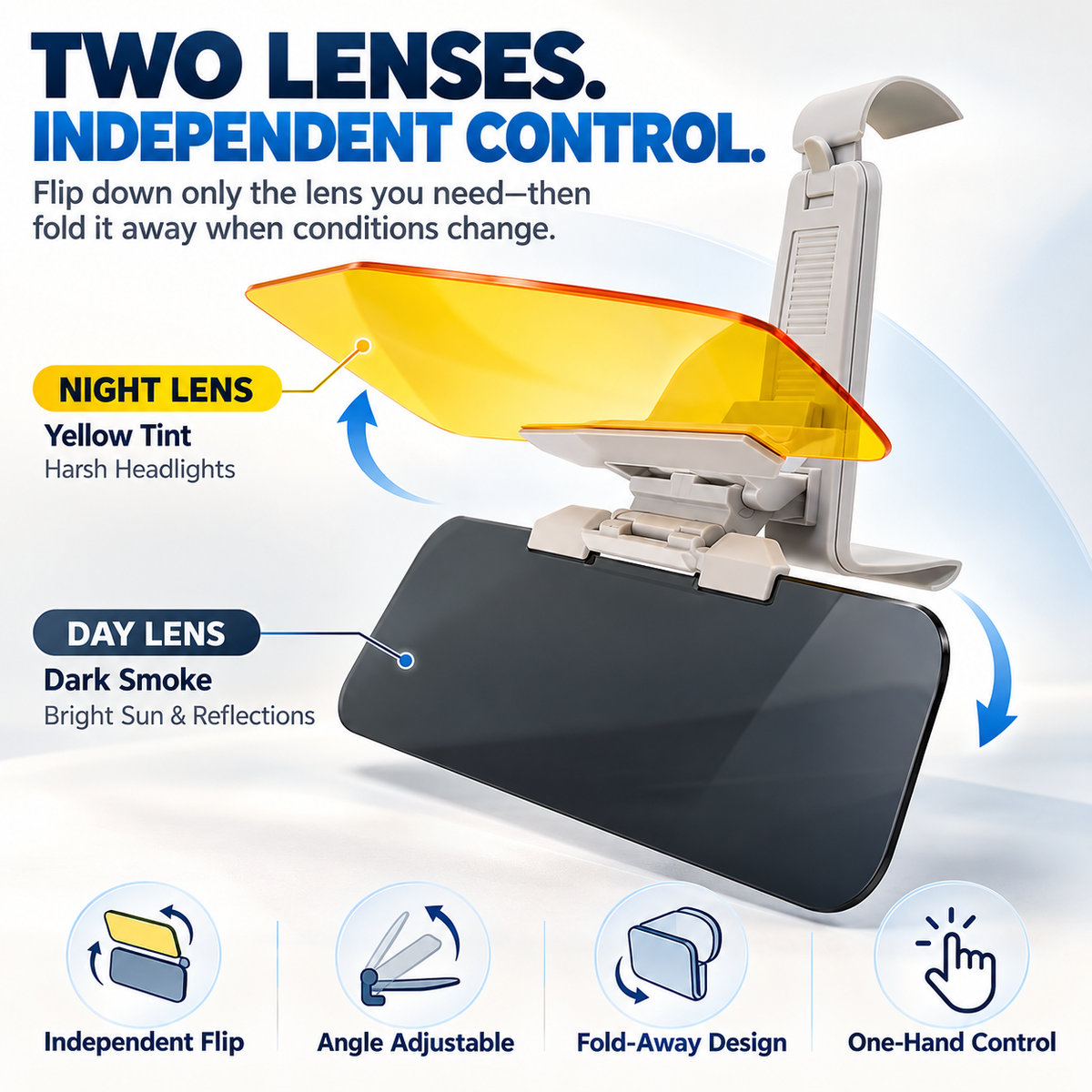 ☀️ 2-in-1 Day & Night Anti-Glare Car Visor Extender