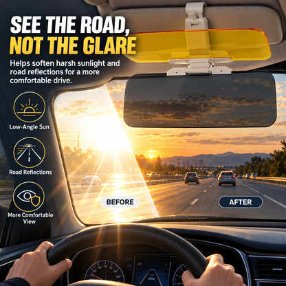 ☀️ 2-in-1 Day & Night Anti-Glare Car Visor Extender
