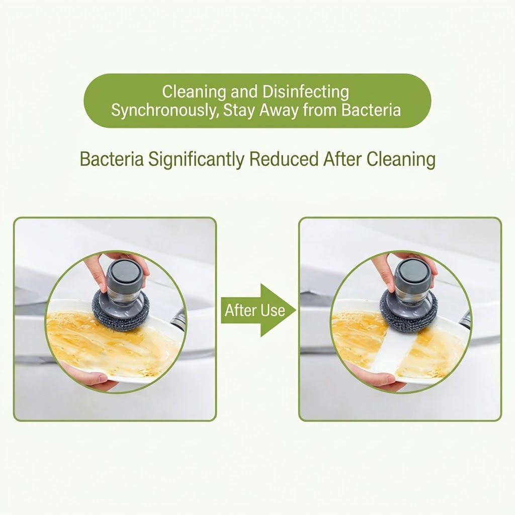🧼Plastic Auto-Dispense Dish Brush- Multifunctional Pot Scrubber