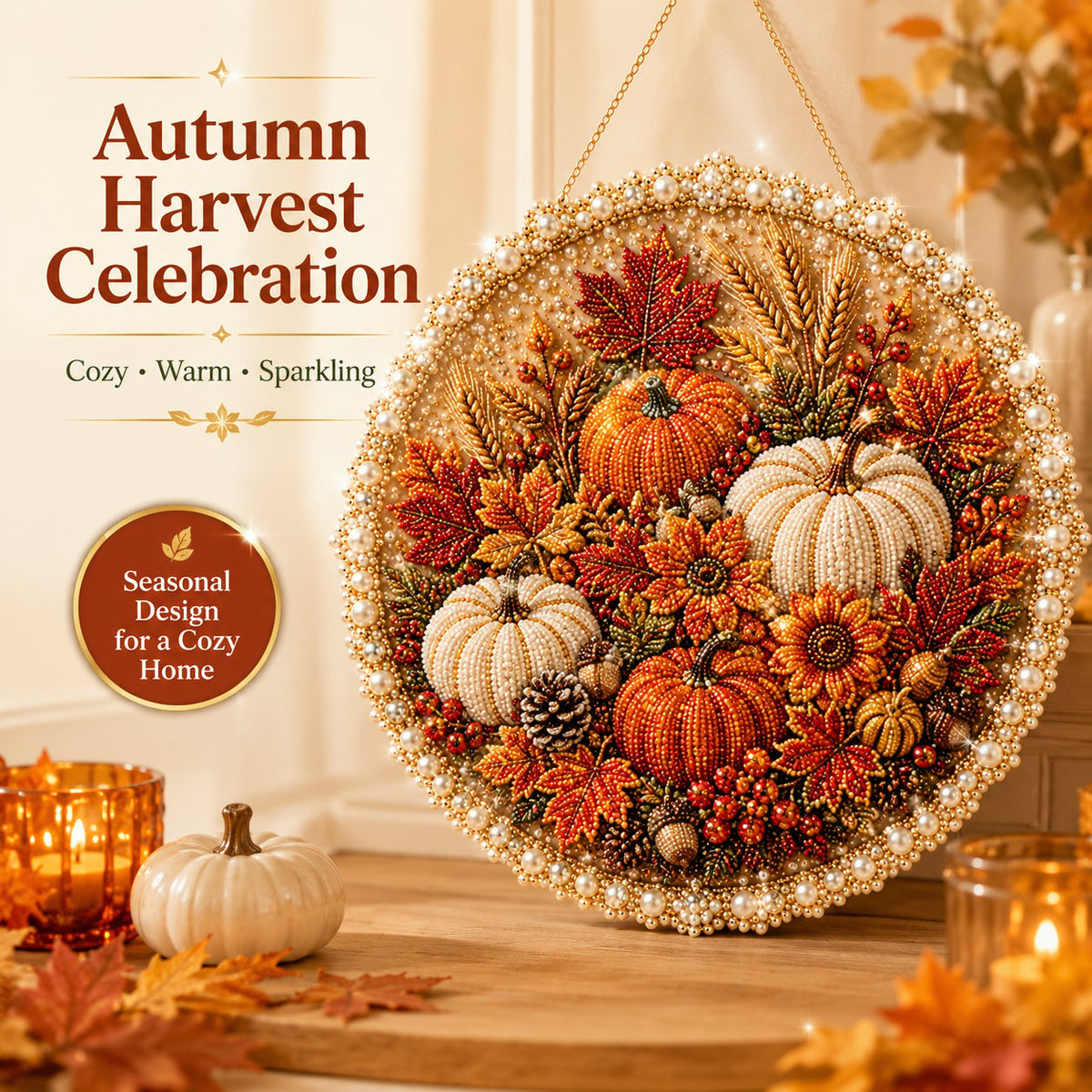 🔥Last Day 50% OFF - 🌸🌻🍂🎄 Four Seasons & Holiday Pearl Art Hanging Wreath Kit ✨