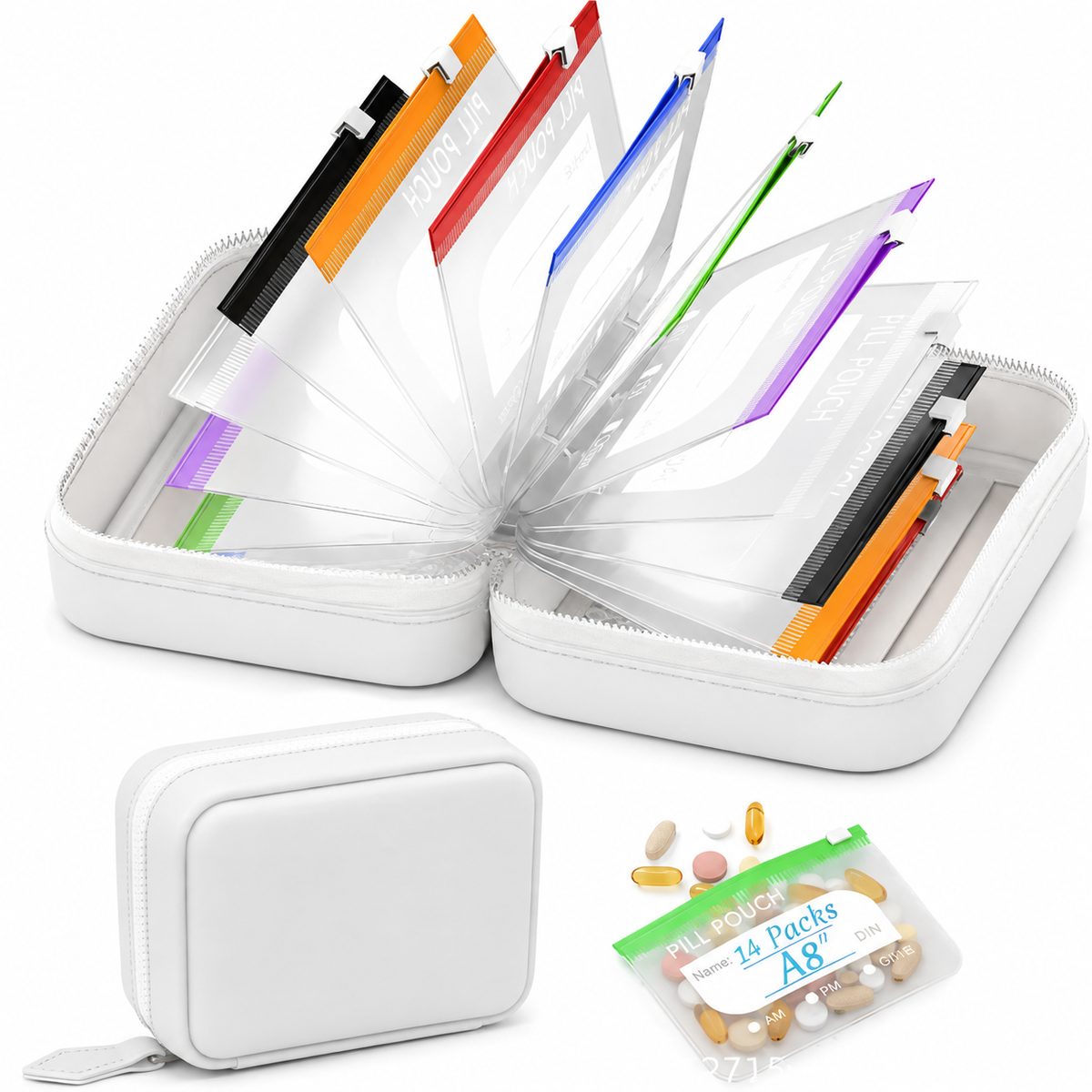 14-Pouch Travel Pill Organizer – Waterproof Medicine & Vitamin Case