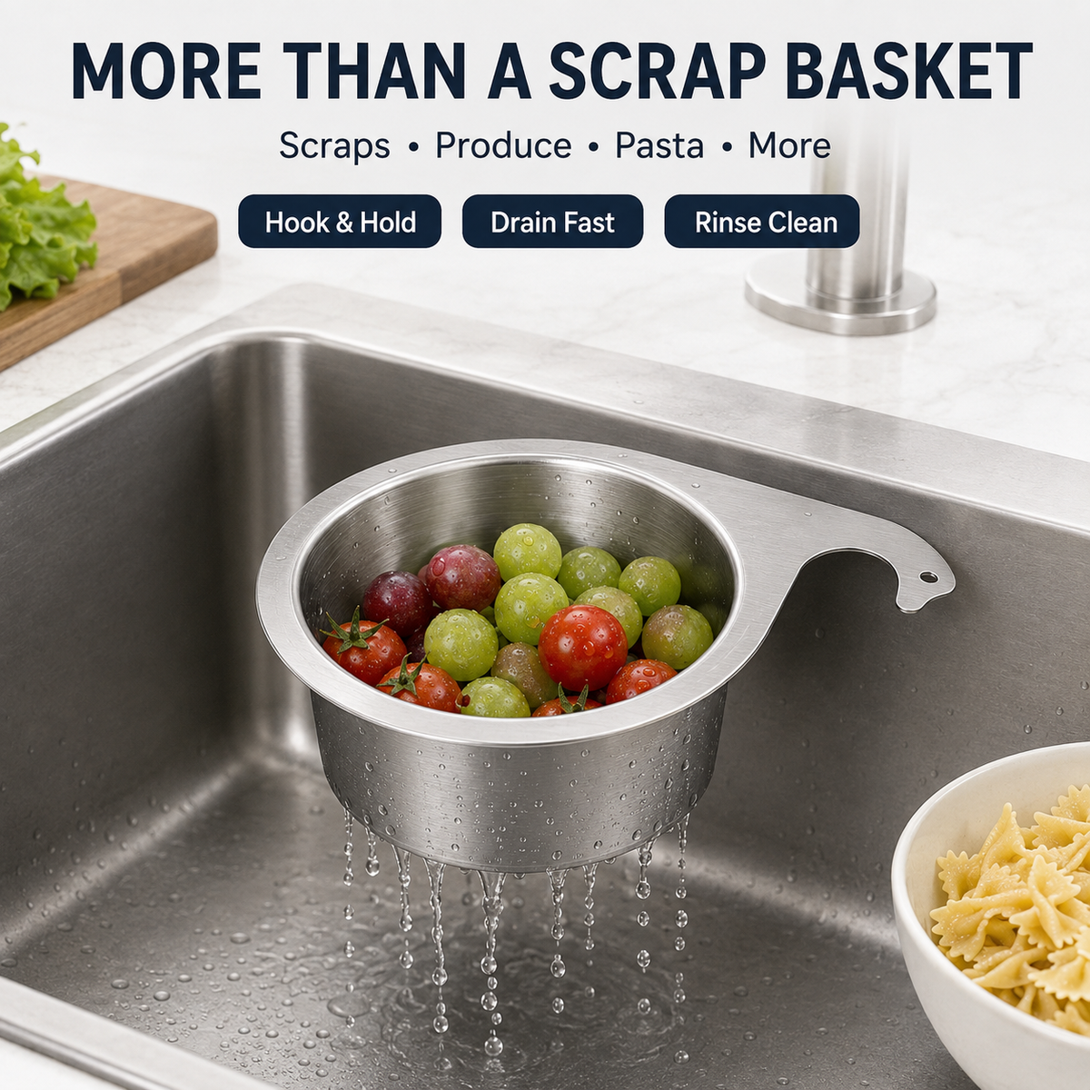 🧺 SAVE 46% Hanging Sink Drain Basket 💧 Catch Scraps & Drain Water Fast