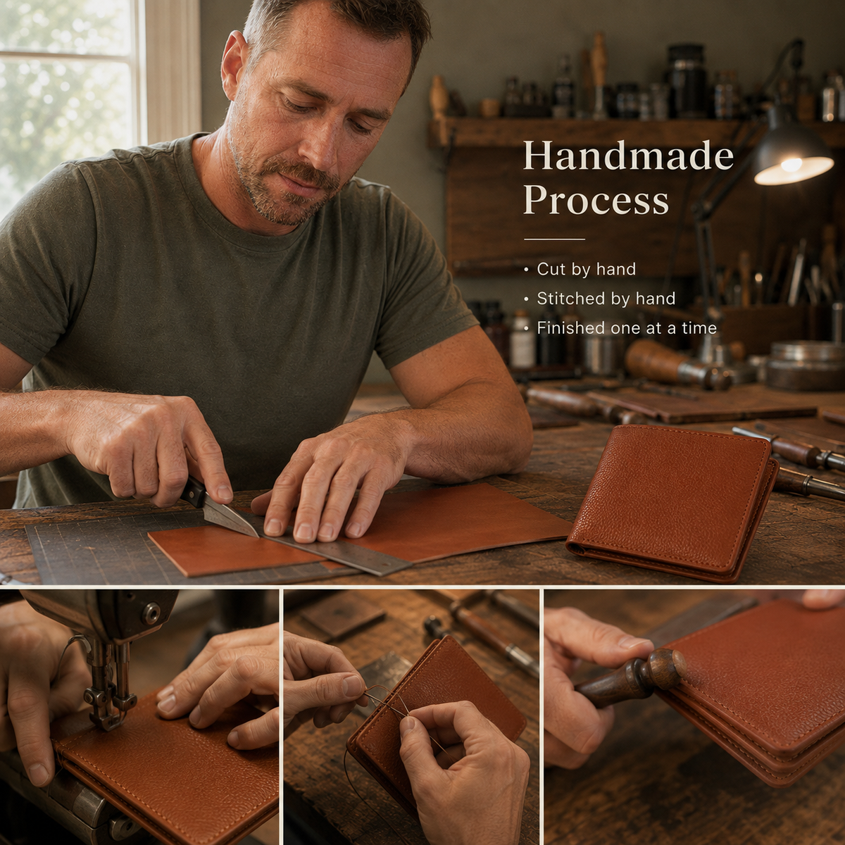 🔥100% Handmade Full-Grain Leather Wallet (Daniel Brooks 𝐇𝐚𝐧𝐝𝐦𝐚𝐝𝐞) - BUY 2 FREE SHIPPING