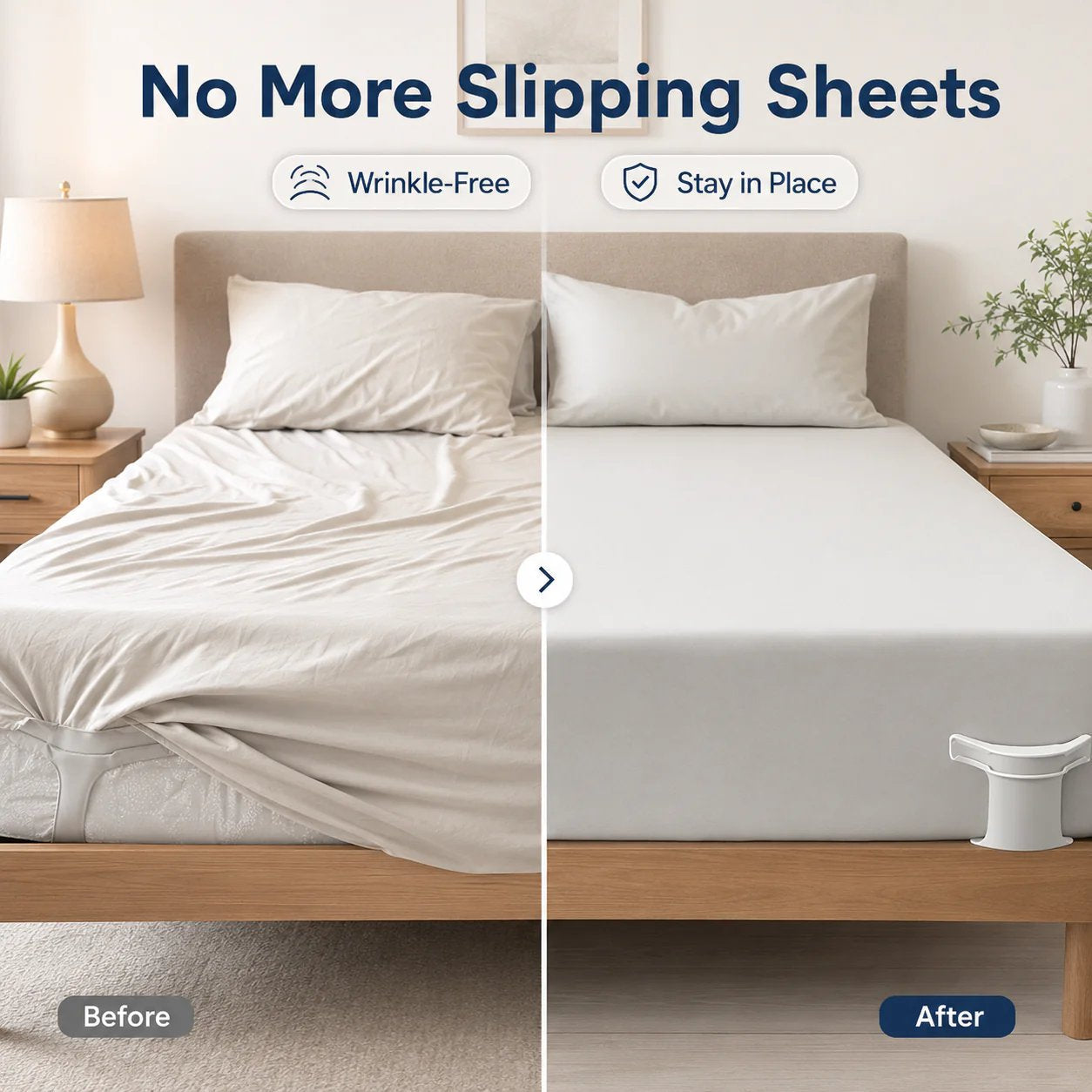 🔥😴Secure Fit Sheet Holders – Wrinkle-Free. Slip-Free Bed
