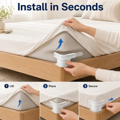 🔥😴Secure Fit Sheet Holders – Wrinkle-Free. Slip-Free Bed