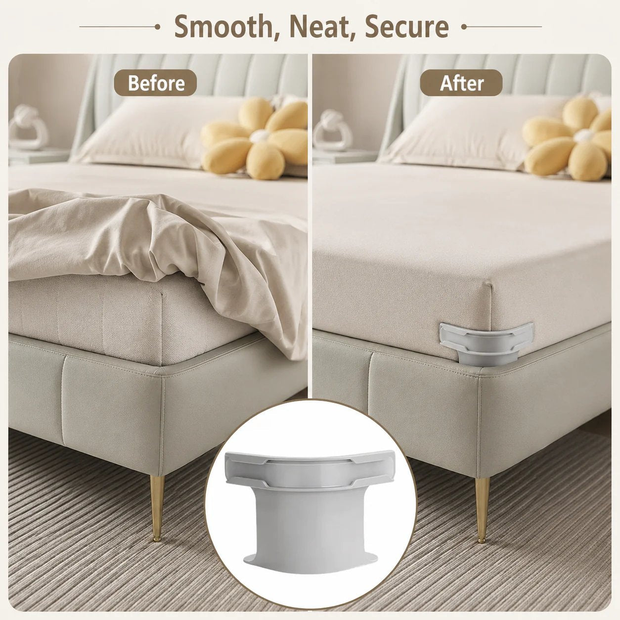 🔥😴Secure Fit Sheet Holders – Wrinkle-Free. Slip-Free Bed