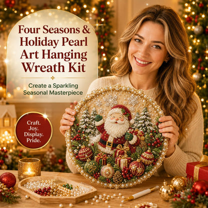 🔥Last Day 50% OFF - 🌸🌻🍂🎄 Four Seasons & Holiday Pearl Art Hanging Wreath Kit ✨