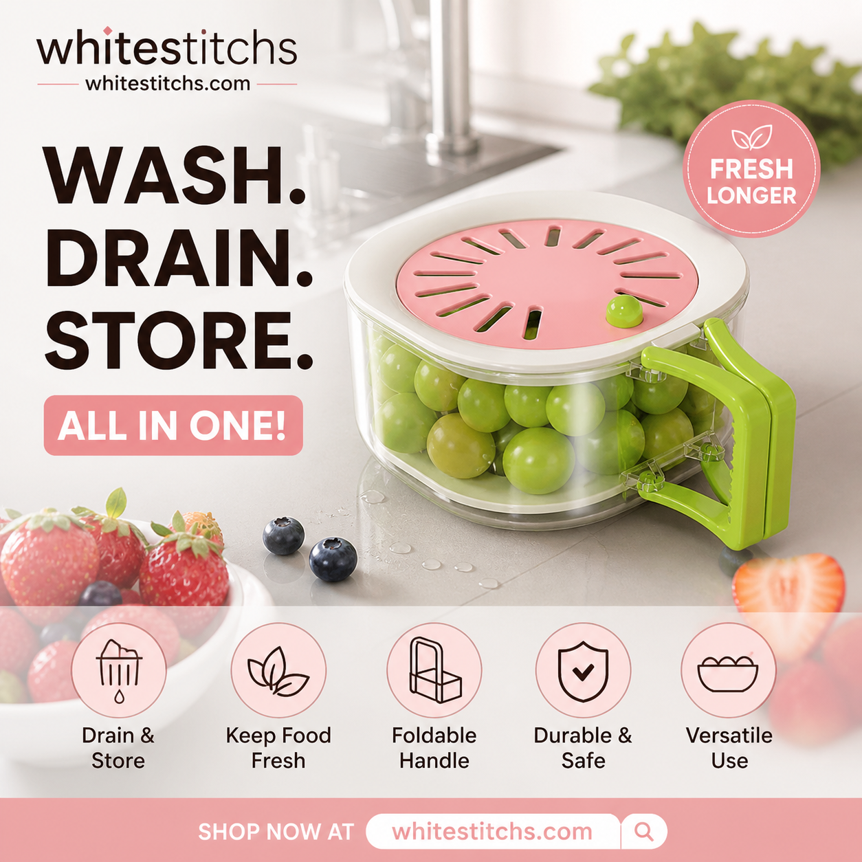 📢📢50% OFF !! ⏰2 in 1 Draining Basket with Lid