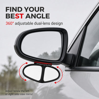 ✨360° Rotatable Car Blind Spot Mirror Dual‑Lens Real Glass ABS Housing