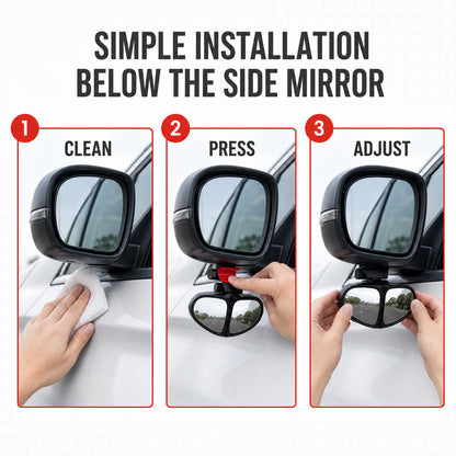 ✨360° Rotatable Car Blind Spot Mirror Dual‑Lens Real Glass ABS Housing